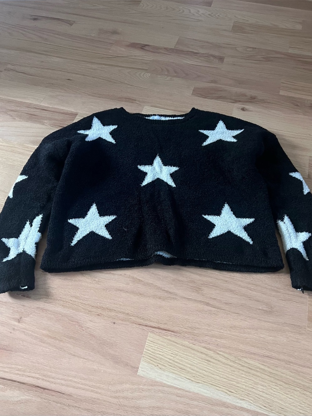 Blue Rain Black Sweater with White Star Motif